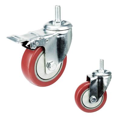 China 6 Inch Double Brake Threaded Castor Wheels Pvc Anti Entanglement for sale