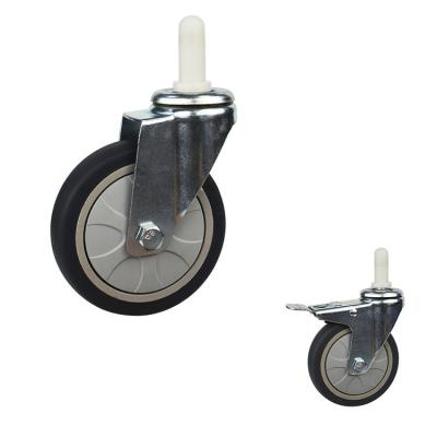 Cina 4 Inch Expanding Stem TPR Food Cart Wheels Soft Type Casters For Service Carts Manufacturer China in vendita