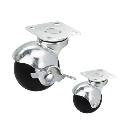 China 50mm Diameter Black Plastic Top Plate Ball Casters With Side Brake for sale