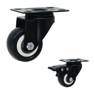 China 2 Inch Black PVC Wheel Soft Swivel Plate Casters Of Light Duty For Furniture for sale