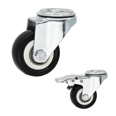 China Small Size Light Duty Casters PVC Wheels 360 Dgree Rotating Swivel Bolt Hole Castors Without Brakes 50mm for sale