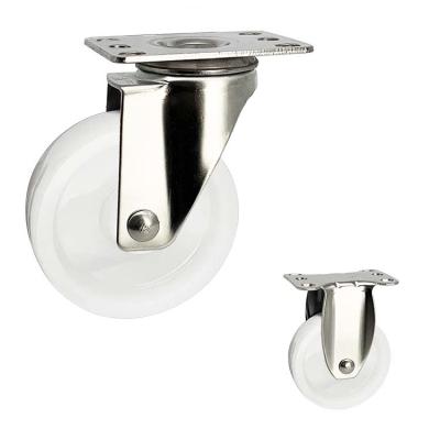 China 4 Inch White Stainless Steel Casters Solid Nylon Plate Type Swivel for sale