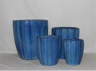 China 4 Glazed Coloured Ceramic Garden Pots High Fired Round Shape for sale