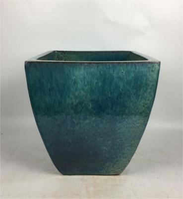 China Square 3 Glazed Ceramic Outdoor Pot Hand Made High Fired for sale