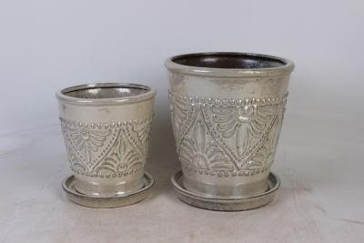 China Macetas de interior de cerámica esmaltada con platillo de 6 pulgadas y 8 pulgadas en venta