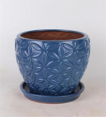 China Indoor Ceramic Indoor Pots 6 Inch And 8 Inch With Saucer Glazed for sale