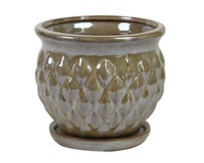 China Ceramic Square Glazed Indoor Pots 6 Inch And 8 Inch for sale