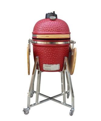 China Outdoor Kamado Ceramic Barbecue High Degree Fired Resistance Red 39cm 15 Inch for sale