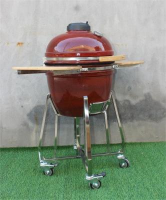 China 18 Inch Kamado Barbecue Grill Smoker Ceramic Tropical Red Color 48cm for sale