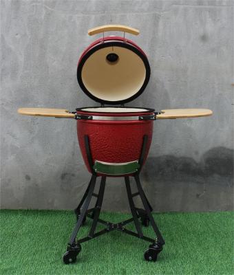China 17 polegadas cerâmica para churrasco Kamado cor vermelha real 44 cm utensílios de cozinha ferro revestido preto à venda