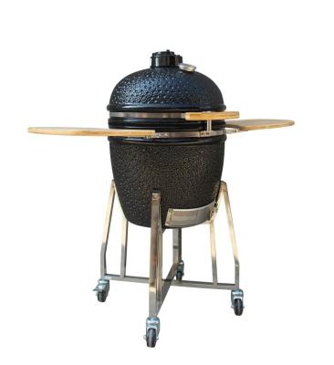 China Outdoor Charcoal Ceramic Kamado Grill  22 Inch Black Color Stainless Steel for sale