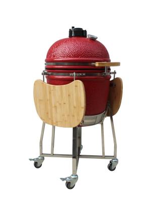 China 22 Inch Ceramic Charcoal Grill Outdoor Kamado Red Color Fired Resistance for sale