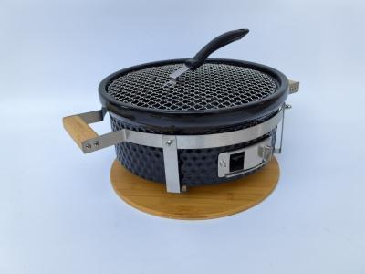 中国 Ceramic Charcoal BBQ Grill Hibachi Grill Round in Black Color 販売のため