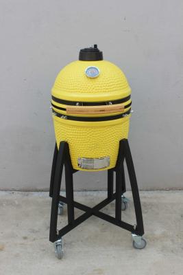 Cina Ceramic 16 Inch Kamado Grill Charcoal Lemon Color 40cm With Cart And Without Side Tables in vendita