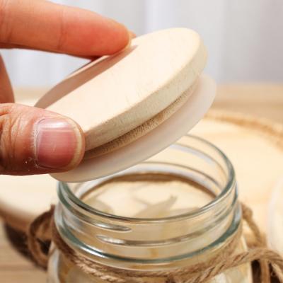 China Canninng Leakproof Cover Bamboo Jar Lids With Hole Straw Bottle Caps Kitchen Lids for sale