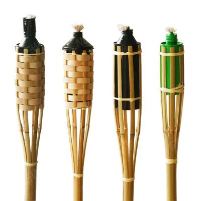China Waterproof Natural Bamboo Torch Rattan Tiki Torches For Patio Yard Garden Lawn for sale