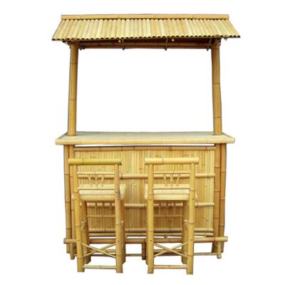 China Varnish Painting Bamboo Tiki Bars With Counter Beverage Table Foldable Beach Bars for sale