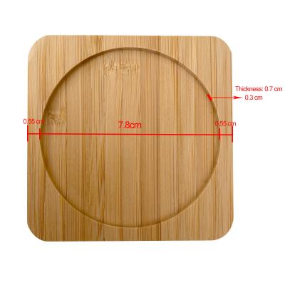 China 6 Pack 9cm Bamboo Coasters Round Shape Laser Logo Bar Home Cup Coasters for sale
