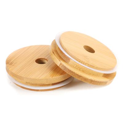 China Food Kitchen Glass Storage Jar Lids Wooden Lids with Silicon Circle Well Sealed for sale