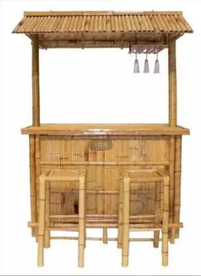 China Cabana Party Bamboo Tropical Tiki Bar 220x160cm With Under Cabinet Shelf Stools for sale