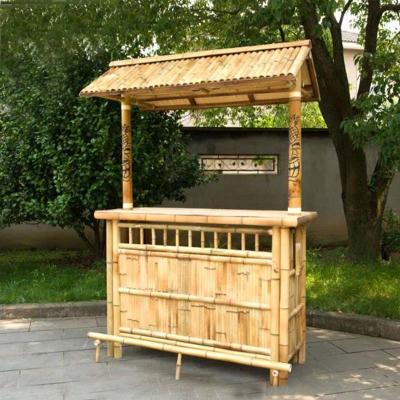 China Commercial Outdoor Bamboo Tiki Bar Kits With Roof And Bottle Rack Drinking, Bamboo Chairs With Back Support for sale