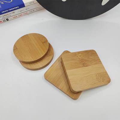 China 6 Pieces Set Round Bamboo Coasters Mildew Proof Coffee Cup Coasters Mats for sale