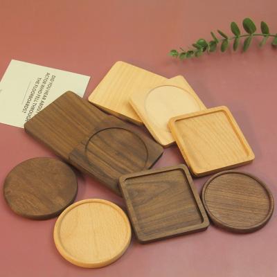 China Custom Bamboo Coasters Eco-friendly Original Eco-set Coffee Tray Square/Round Bamboo wood Mat for sale
