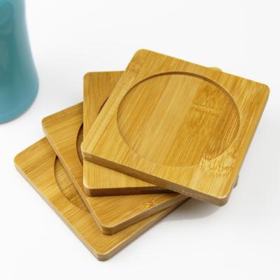 China 9cm Blank Bamboo Coasters Round Square Bamboo Plant Saucer European Style Mat for sale