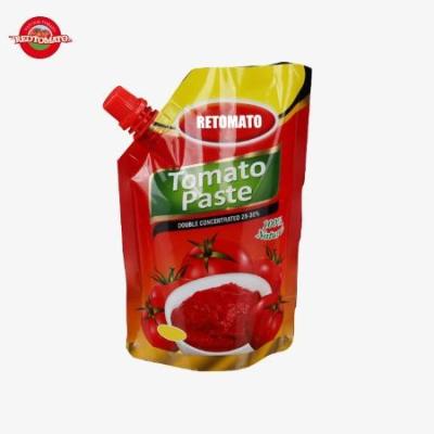 China 50g-500g Tomato Paste Triple Concentrated Stand Up Sachet With Spouts for sale