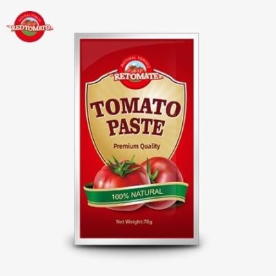 China Flat Sachet Tomato Paste 70g 30%-100% Purity Sweet And Sour Taste for sale