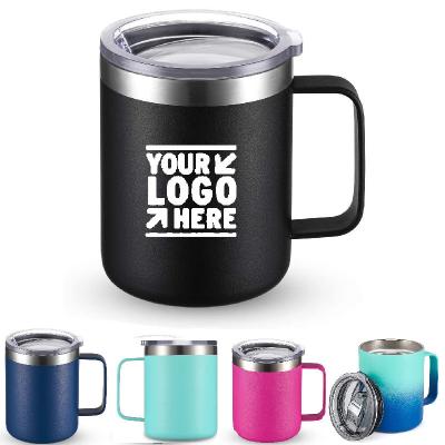 China 12OZ Stainless Steel Coffee Mug With Lid Handle Travel Tumbler Cup for sale