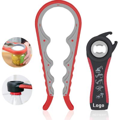 China Customized Brand Print Logo 5 in 1 Multi Function Can Opener Bottle Opener Kit for sale