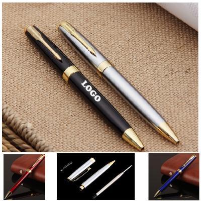 China Logo Print Metal Ballpoint Hand Writing Pens With Chrome Trim for sale