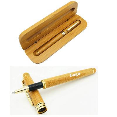 China Luxury Bamboo Ballpoint Pen With Case Custom Logo Imprint for sale