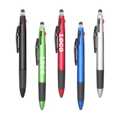 China Custom Logo Imprint Hand Writing Pens 4 In 1 Color Ballpoint Pen With Stylus for sale