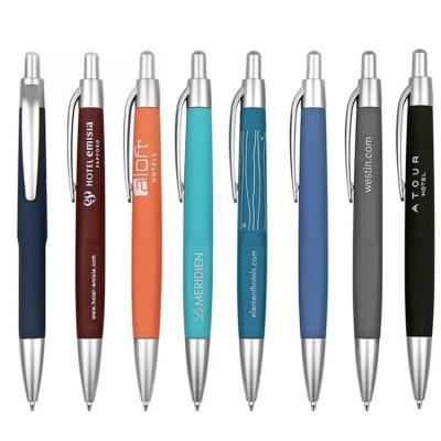 China Advertising Soft Rubber Plastic  Ball Pens With Print Hotel Custom Logo Office Pens for sale