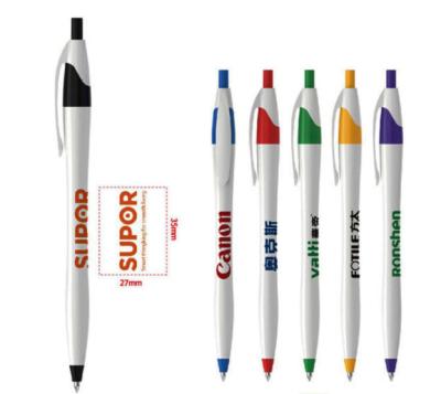 China Logo Imprint Hand Writing Pens Plastic Ballpoint Solid Color for sale