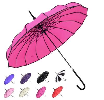 China La protección ULTRAVIOLETA del paraguas resistente del viento de la pagoda con la manija del gancho personalizó en venta
