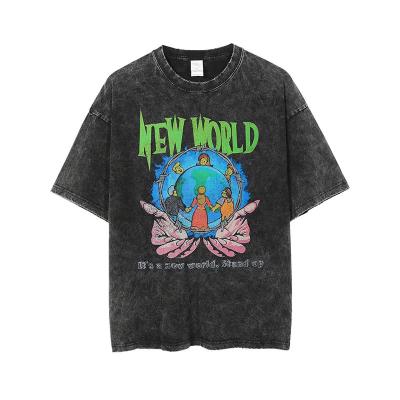 China Camiseta de gran tamaño del vintage del lavado de los hombres de las camisetas de algodón de la piedra ácida de Hip Hop en venta