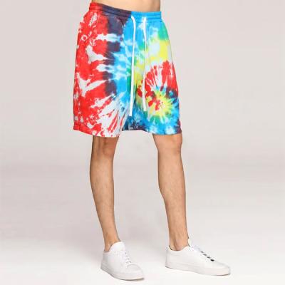 China Floral Sublimation Printed Track Shorts French Terry Colorful Tie Dye Men's Shorts for sale