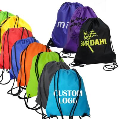 China Kundenspezifische Logo Imprint Drawstring Backpack Bag-Polyester-Zugschnur-Tasche zu verkaufen