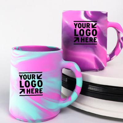 China 13 OZ Silicone Pint Cup Logo Imprinted Colorful Beer Mug With Handle Travel Tumbler Shatter ProofBest Promotional Gifts à venda