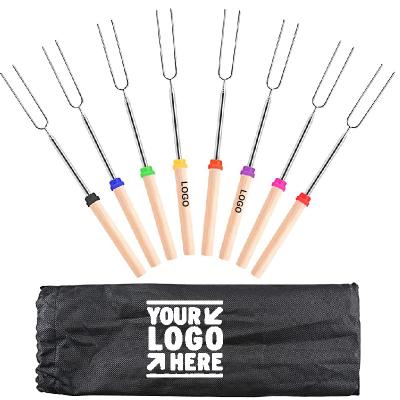 Chine 8 In 1 Retractable Marshmallow Roasting Sticks Stainless Steel Smore Skewers Logo Imprinted à vendre