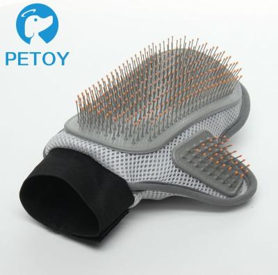 中国 PVC Pet Grooming Glove Brush  Mesh Cloth Dog Shower Glove 販売のため