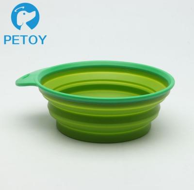 China Commercial Foldable Plastic Pet Bowls  / Collapsible Dog Bowl Silicone for sale