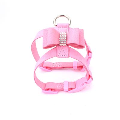 China Bowknot Soft Dog Vest Dog Collars And Leashes With Rhinestone Easy To Use for sale