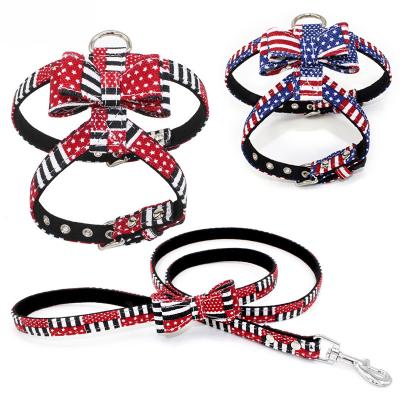 China Country Flags Pattern Baby Dog Harness Set Soft Fiber No Pull Easy Control for sale