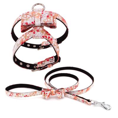China Lightweight Luxury Custom Leather Dog Harness Fiber Material For Small Medium Dog for sale