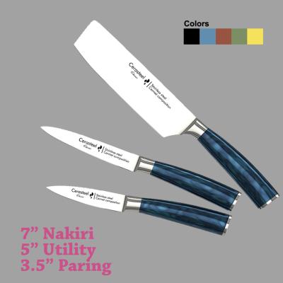 China Cerasteel Knife 3 Set 3.5'' Paring , 5'' Utility , 7'' Nakiri Classic Series Kitchen Knife for sale