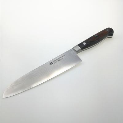 China Santoku Damascus Kitchen Knives , Red Pakka Wood Handle Japanese Cooking Knives for sale